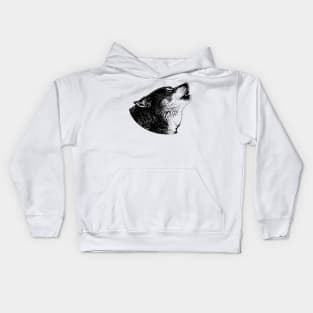 Wolf howling at the moon Kids Hoodie